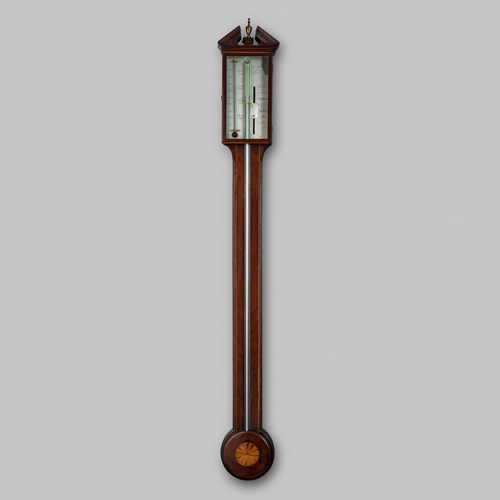 EARLY 19TH CENTURY ANTIQUE GEORGE III MAHOGANY STICK BAROMETER BY CREMONINO